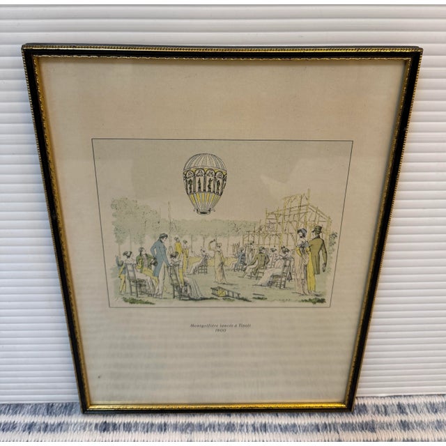 Design Plus Gallery presents "Montgolfiere Lancee a Tivoli 1800" Colored Lithograph. The craft is named after the...