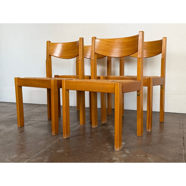 Vintage 1970's Maison Regain Elm Dining Chairs For Sale - Image 15 of 18