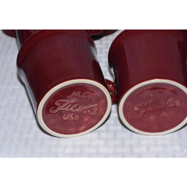 Farmhouse HLC Fiesta Usa Homer Laughlin Cinnabar Maroon O Ring Handle Coffee Mug Usa 10oz For Sale - Image 3 of 10