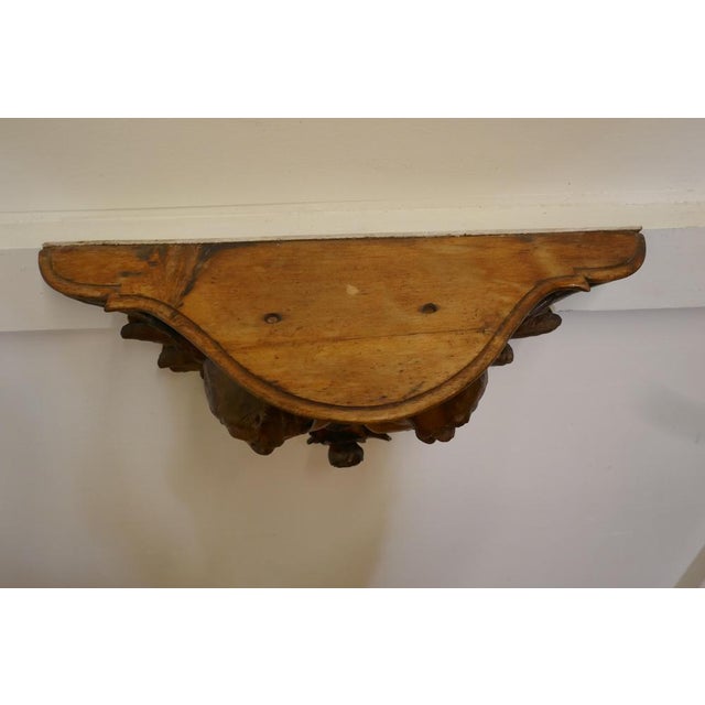 Gold Antique Carved Wood Cherub Wall Bracket, 1850 For Sale - Image 8 of 9