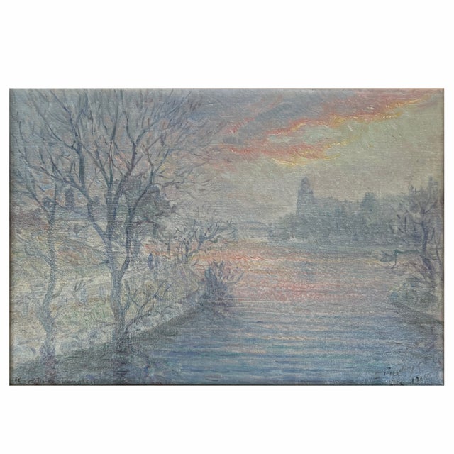 Erik Tryggelin, Swedish, 1878-1962. “Impressionist River View“. A wonderful gem depicting a view along a river possibly in...