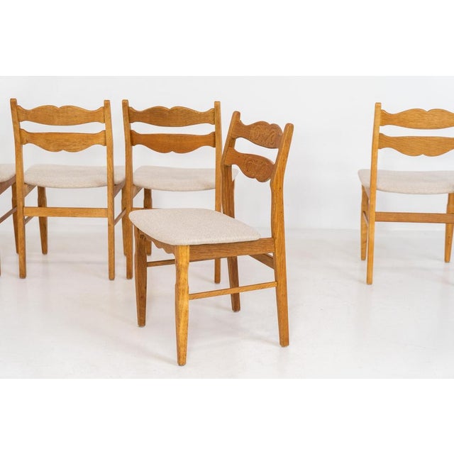 Brutalist Chairs in Oak by Henning Kjaernulf, Set of 6 For Sale - Image 13 of 15