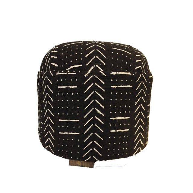 Custom Made African Round Malian Mud Cloth Ottoman Chairish