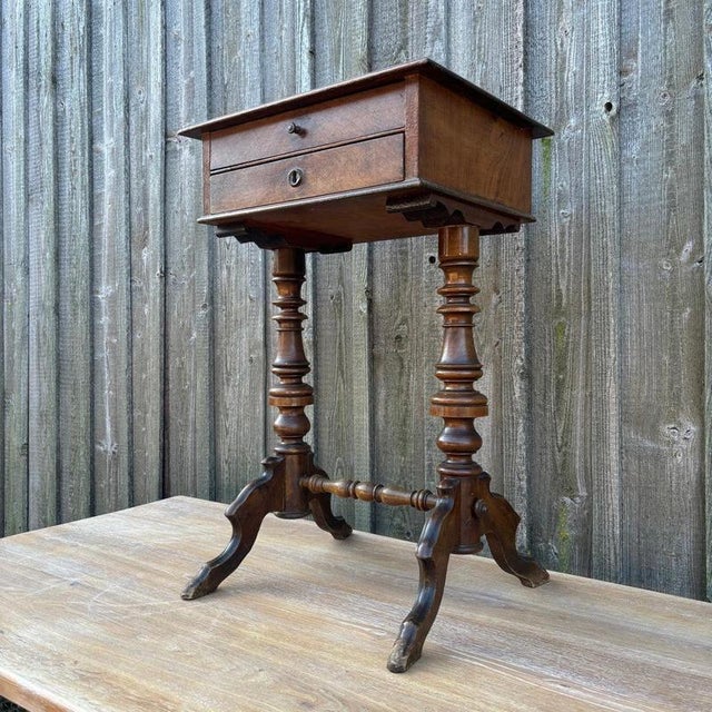 Antique Gründerzeit Sewing Table in Walnut For Sale - Image 3 of 15