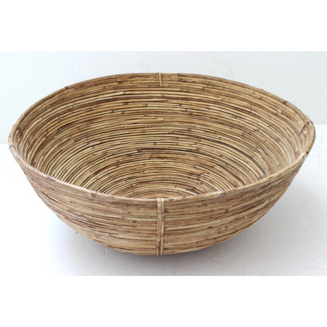 Artisan Handwoven Reed Basket 19" Diam For Sale - Image 11 of 11