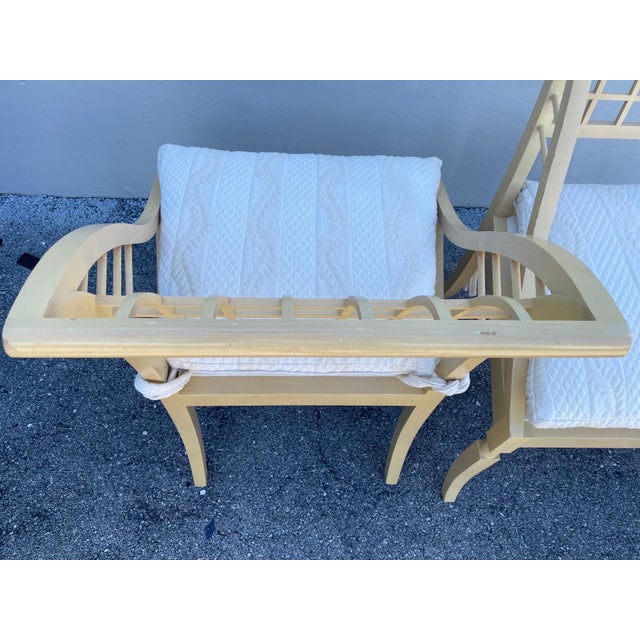 Paint John Saladino Lattice Wood Framed Sleigh Chairs - A Pair For Sale - Image 7 of 18