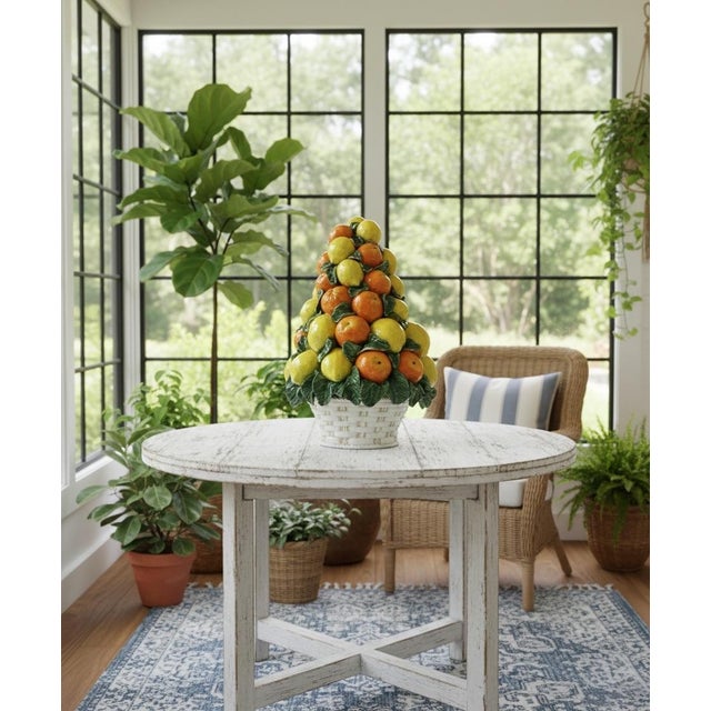 Orange Vintage Italian-Style Polychrome Ceramic Citrus Topiary For Sale - Image 8 of 12