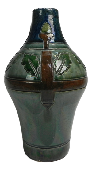 Flemish Art Deco Vase with Motifs of Acorns and Oak Leaves, 1920s