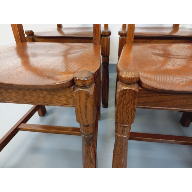 Tan Vintage Brutalist Chairs in Oak Wood, 1960s, Set of 6 For Sale - Image 8 of 18