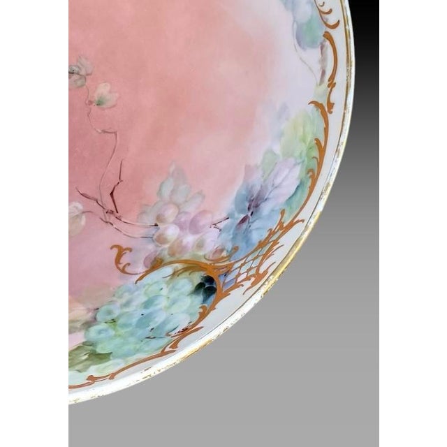 Antique Limoges Porcelain Punch Bowl, Hand-Painted Grapes, France For Sale - Image 9 of 17