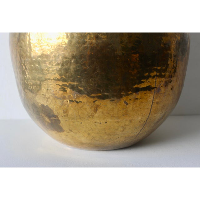 1980s Vintage Extra Large Hammered Brass Planters Mid Century Indian Style For Sale - Image 5 of 13