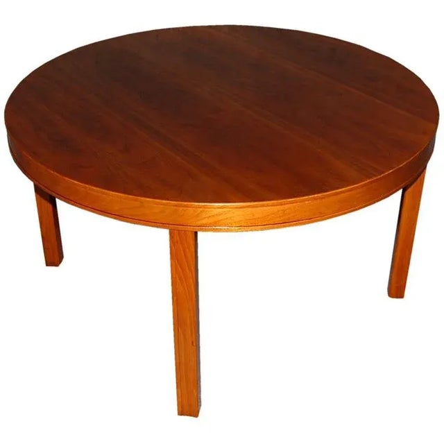 Coffee Swedish Mid-Century Modern Round Walnut End or Coffee Table by Carl Malmsten For Sale - Image 8 of 8