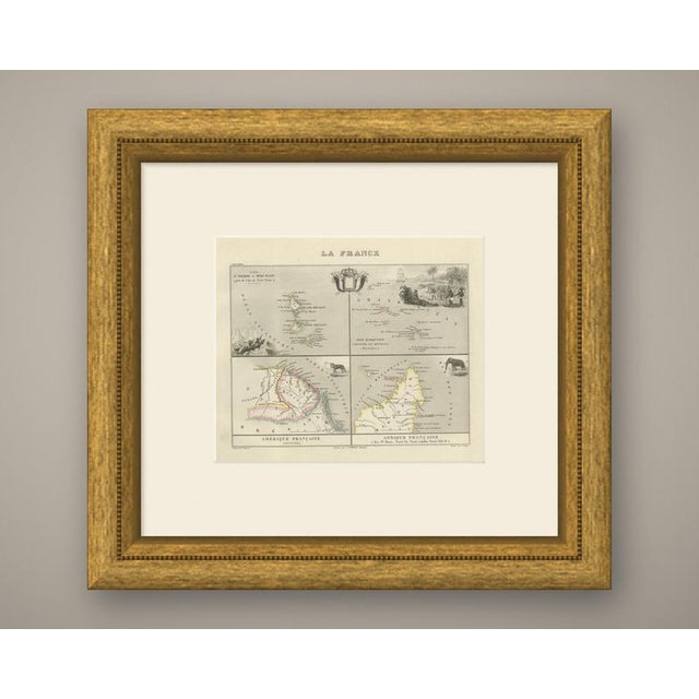 A single plate carrying four of the smaller French possessions, each mapped separately: Saint-Pierre and Miquelon off...