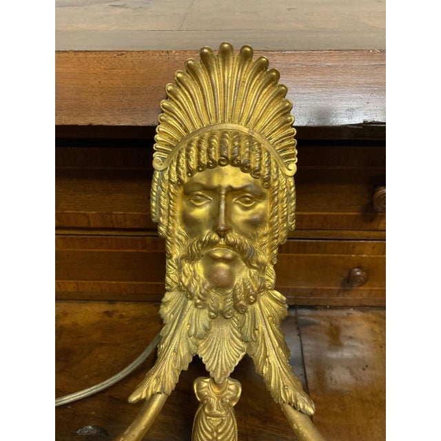 Bronze Pair French Neoclassical Gilt Bronze Wall Sconces, 19th Century For Sale - Image 8 of 12