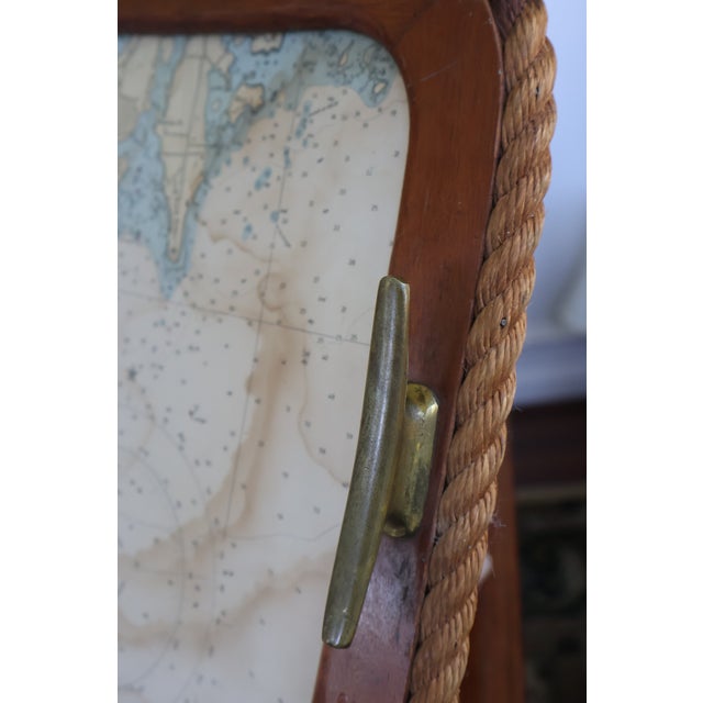 Vintage SeaCraft Solid Mahogany Stamford Harbor Nautical Chart Tray For Sale - Image 14 of 18