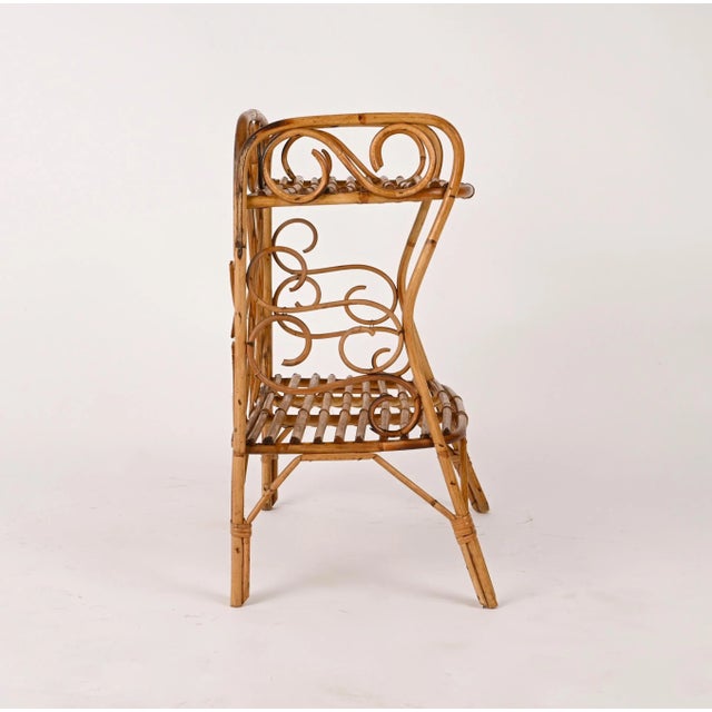 Mid-Century Italian Bamboo Two-Tier Rectangular Coffee or Bedside Table, 1960s For Sale - Image 15 of 16