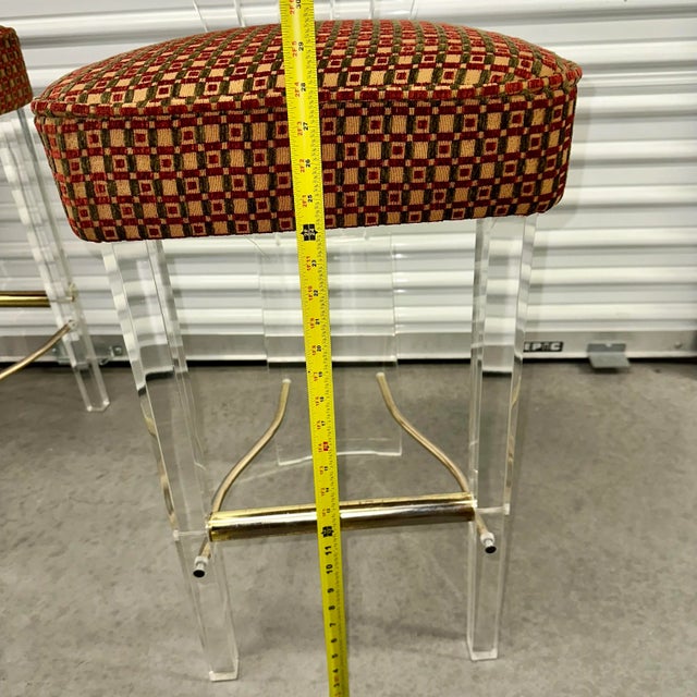 1970s Set of 3 Mid-Century Modern Lucite Bar Stools by Charles Hollis Jones for Hill Manufacturing Co. For Sale - Image 9 of 12