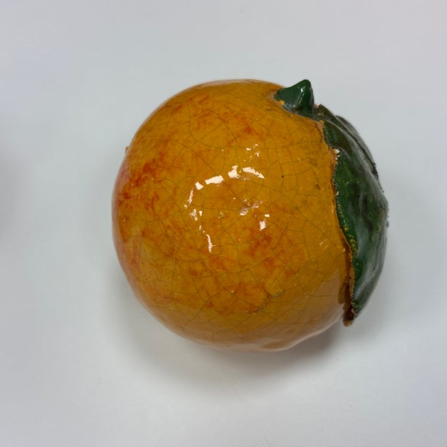 Rare!! Vintage Arte Italica Puccini Style Glazed Pottery Oranges - Set of 2 For Sale In Providence - Image 6 of 9