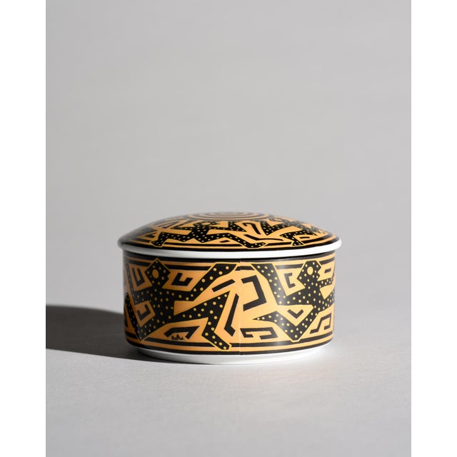 A distinctive porcelain lidded box designed by Yang for Rosenthal Studio-Line, titled “Out of Africa.” The fourth motif in...