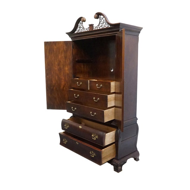 Wood Century Furniture Flame Mahogany Traditional Style 47" Bombay Clothing Armoire / Media Cabinet For Sale - Image 7 of 12