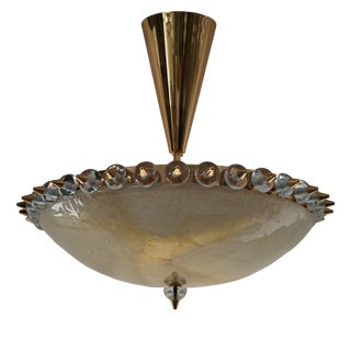 Murano Round Art Glass and Brass Pendant, 2000 For Sale