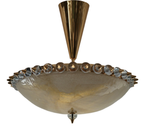 Murano Round Art Glass and Brass Pendant, 2000