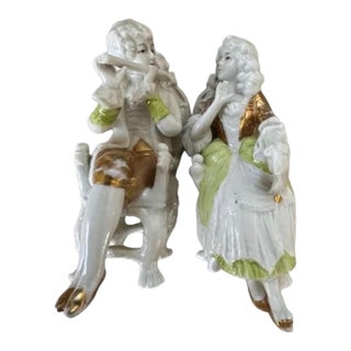 Rare Antique 1879–1886 Unger Schneider & Cie Gräfenthal Hand-Painted Porcelain Figurines – Pair For Sale