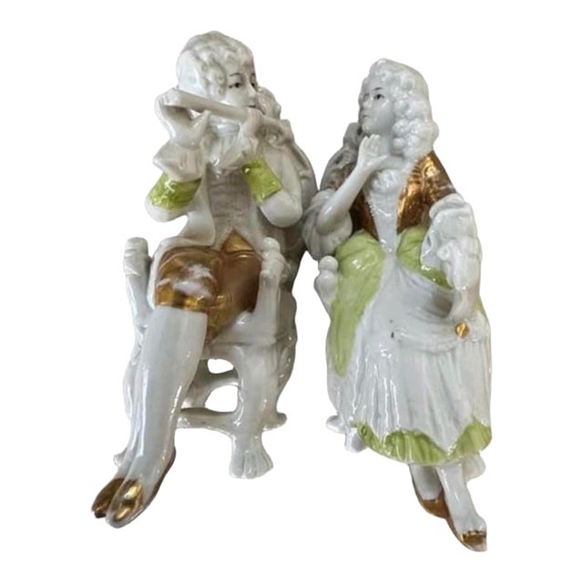 Rare Antique 1879–1886 Unger Schneider & Cie Gräfenthal Hand-Painted Porcelain Figurines – Pair For Sale