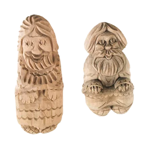 Birch Wood Statuettes, Set of 2