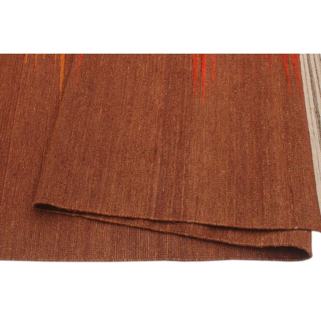 Rustic Kilim Brown Red Wool Rug - 8'0" X 10'2" For Sale In New York - Image 6 of 7