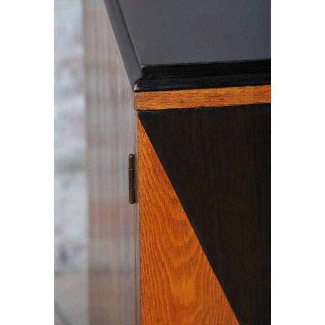 This architecturally exceptional sideboard in the spirit of Art Deco and cubism dates from the 1910s in Czechoslovakia and...