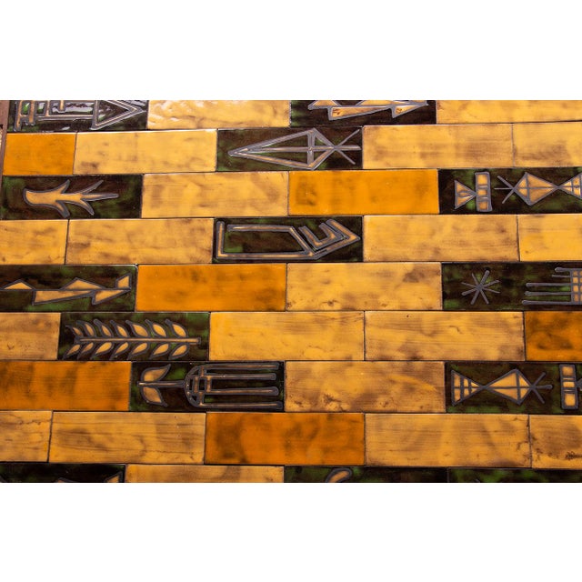 Coffee Table in Glazed Ceramic with Steel Base by Jean Garbero for Vallauris, 1950s For Sale - Image 14 of 16
