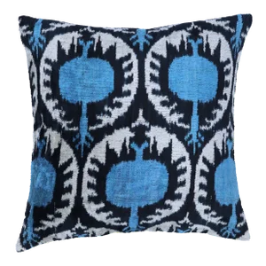 Handmade Luxury Blue Velvet Decorative Throw Pillow With Down Insert