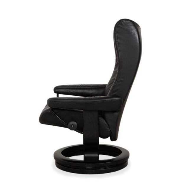 Set of Wing Leather Chair with Ottoman from Stressless For Sale - Image 17 of 18