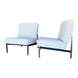 Pair of Knoll Parallel Bar Slipper Chairs Reupholstered