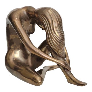 Bronze Sculpture Seated Woman Circa 1945 ~ Attributed to Itzik Ben Shalom For Sale