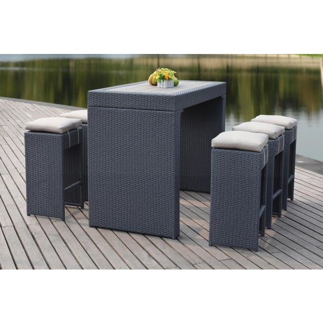 Textile Outdoor Bar Set in Titanium & Sand - 7 Pieces For Sale - Image 7 of 9