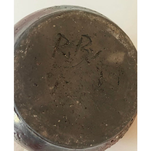 Ceramic Vintage Signed Studio Pottery Vase With Layered Burnt Umber and Teal Green Glaze For Sale - Image 7 of 7