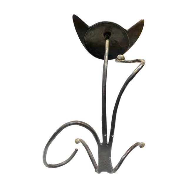Walter Bosse Mid 20th Century Large Walter Bosse Brass Cat Wine Bottle Holder For Sale - Image 4 of 11