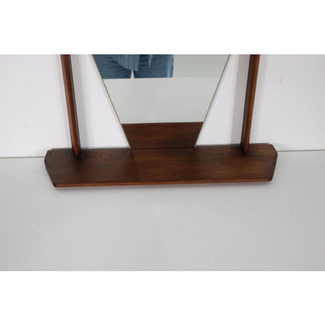 Hexagonal Wall Mirror with Frame and Integrated Shelf in Teak, Italy, 1960s For Sale - Image 11 of 13