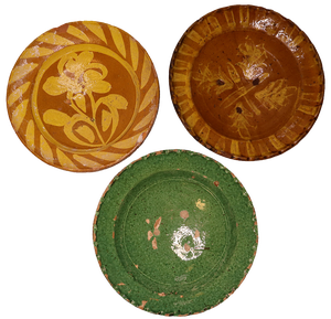Handmade Clay Bowl Pottery Bowl Plate, 1930s, Set of 3