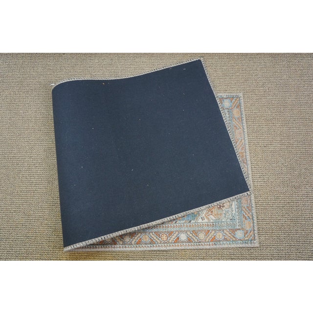 Vintage Geometric Turquoise Rug Runner Mat 5 X 2 For Sale - Image 14 of 14