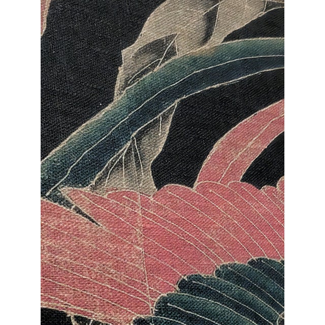 Rather than a painting, it is a traditional Japanese bridal textile created using a specialized hand-painted, rice-paste...