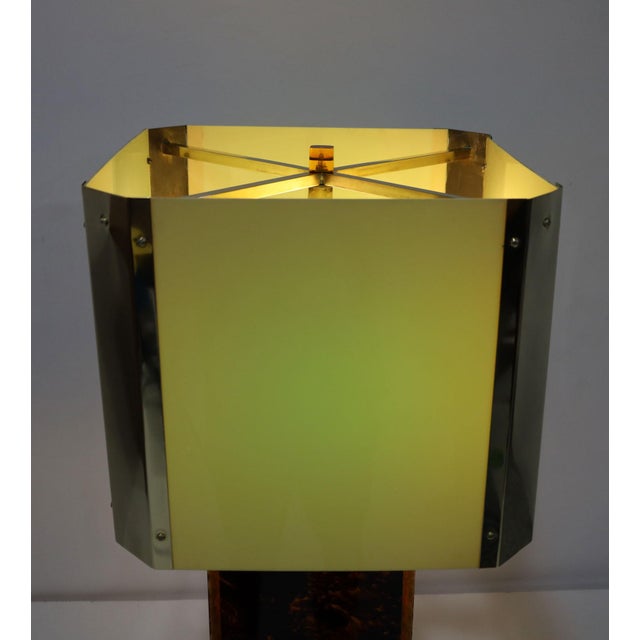 Mid-Century Modern 1970s Brazilian Acrylic, Resin and Brass Custom Table Lamps - a Pair For Sale - Image 3 of 11