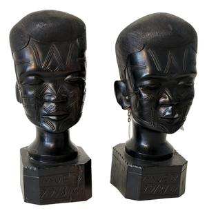 Makonde Ebony Busts, Mueda, Mozambique, 1964, Set of 2