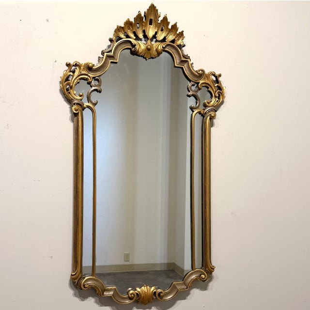 Rococo Antique Italian Gilded and Painted Rococo Style Mirror For Sale - Image 3 of 14