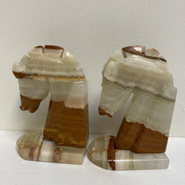 Figurative Vintage Onyx Stone Horse Heads - a Pair For Sale - Image 3 of 8