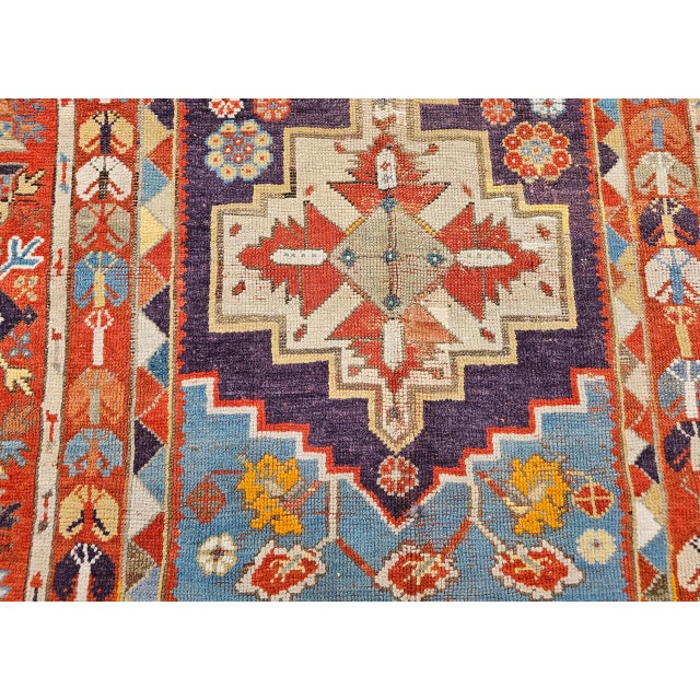 19th Century Anatolian Village Area Rug, Handwoven, Purple & Turquoise, 4' x 6' For Sale - Image 14 of 15