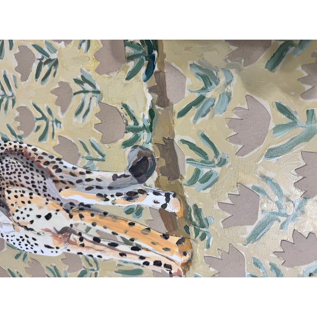 Tan Block Print With Cheetah Painting For Sale - Image 8 of 14