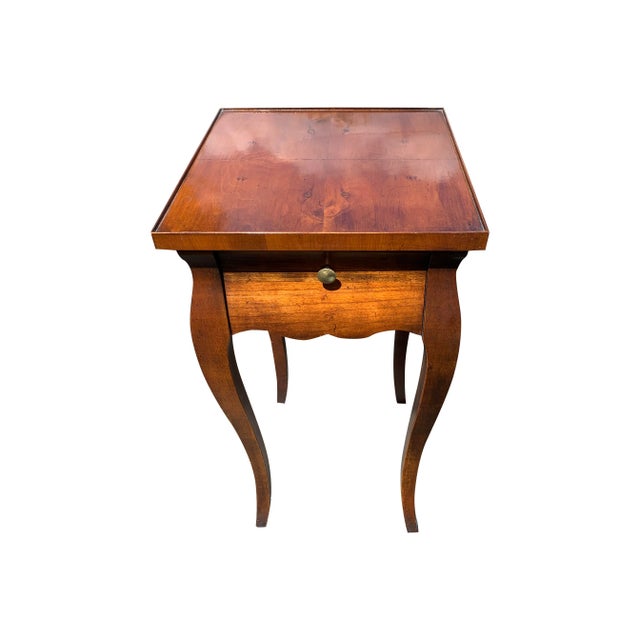 Brown Hekman French Style Traditional Burl Wood Top Petite Accent Side Table Curved Legs With Drawer For Sale - Image 8 of 8